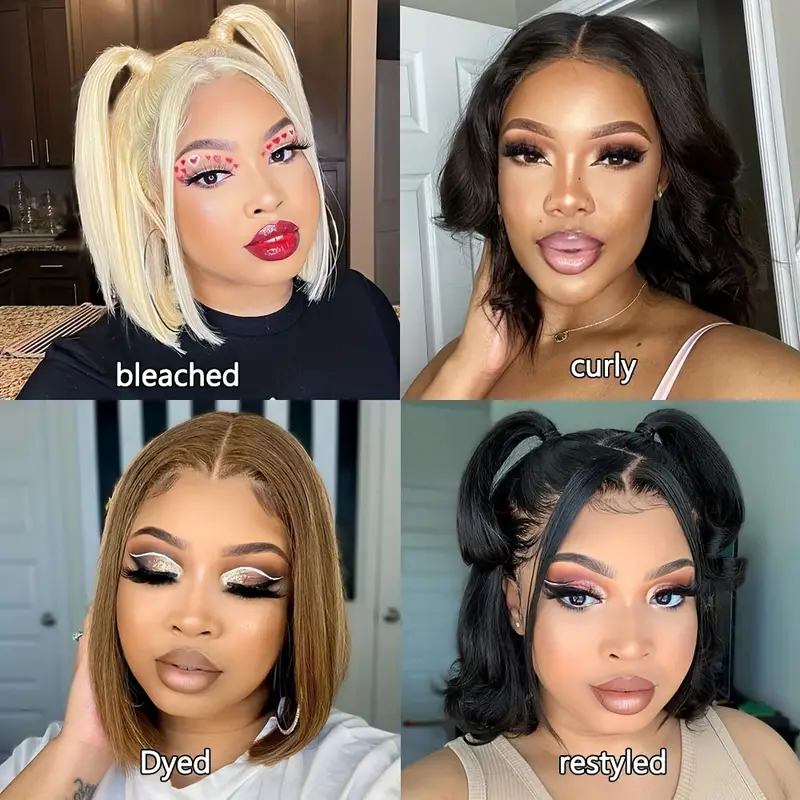 bob wig human hair 13x4 frontal lace wig human hair 150 density glueless with baby hair straight bob wigs for women 150 density 8 14 inch details 5