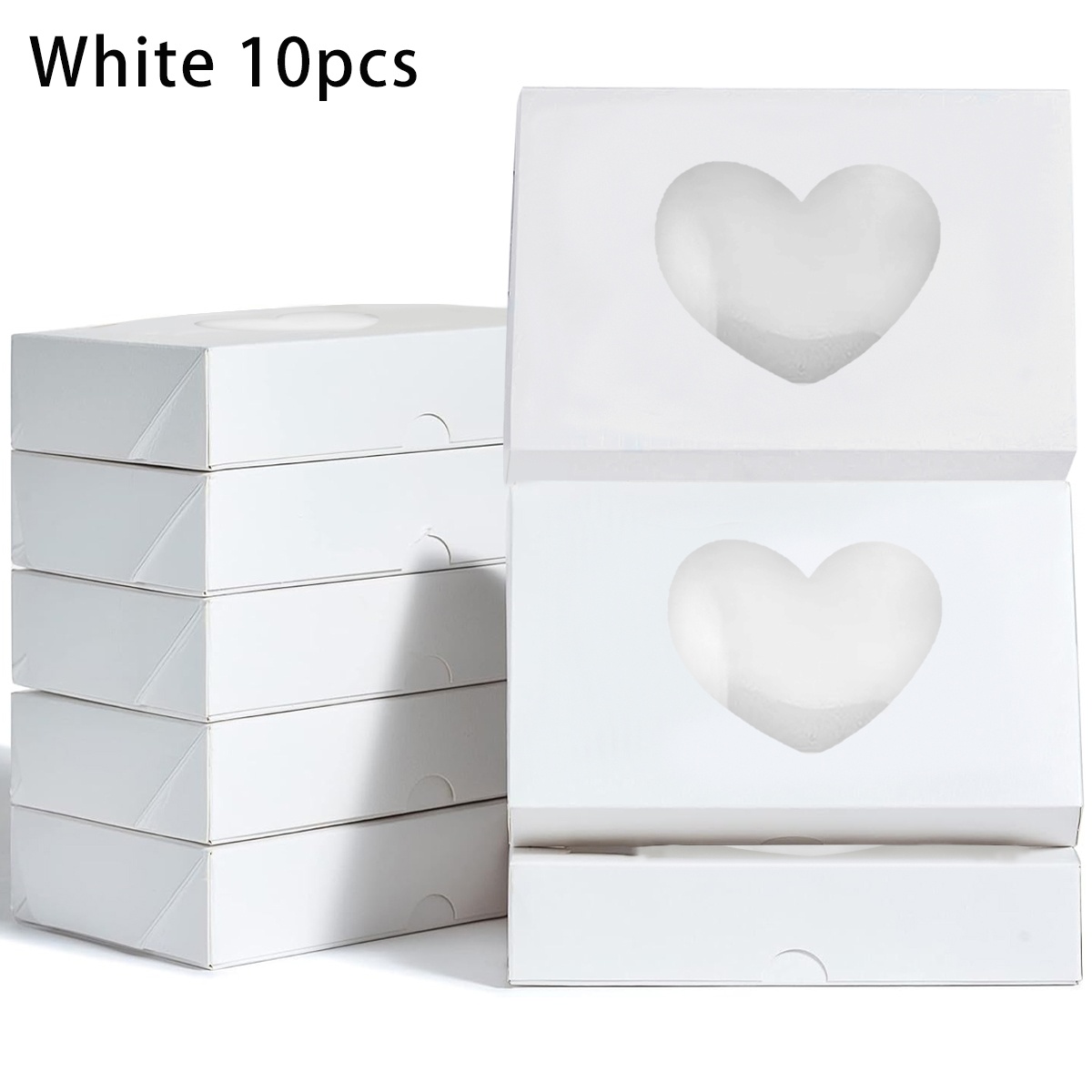 E-shop 10/20 Braune Weiße Kraftpapier-Geschenkboxen mit Klarsichtfenster, Herz-Ausschnitt-Design, 8,43x5,39x2,72 Zoll - für Hochzeiten, Geburtstage,