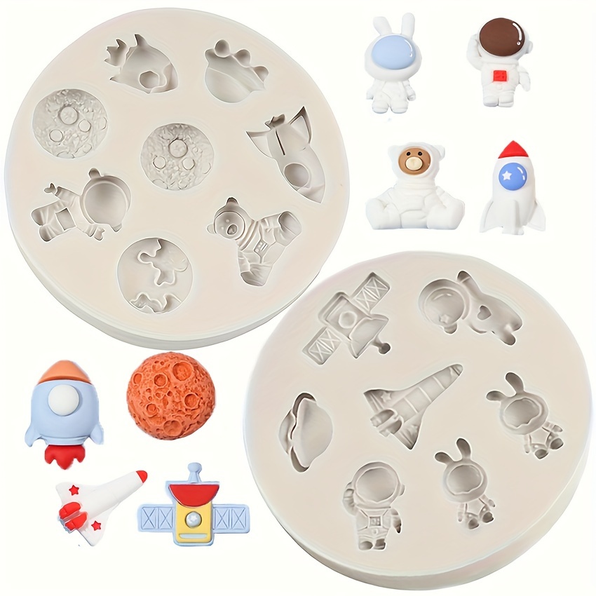 

Space-themed Silicone Mold For Fondant, Chocolate & Candy - Astronaut, Rocket & Planet Designs - Perfect For Diy Cake Decorating & Space Parties