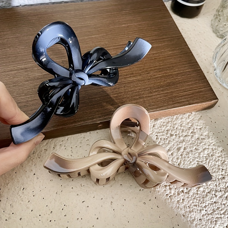 

2pcs Large Size Hair Grabbing Hairpin With Bowknot Female Back Head Hair Clip Headwear Shark Hairpin