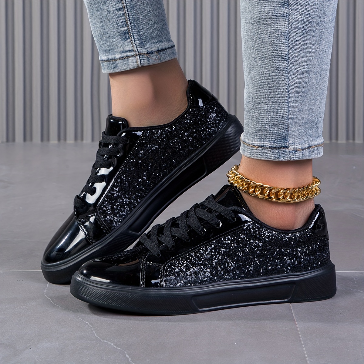 Damenschuhe Damen Sportschuhe Glitzer Damenschuhe