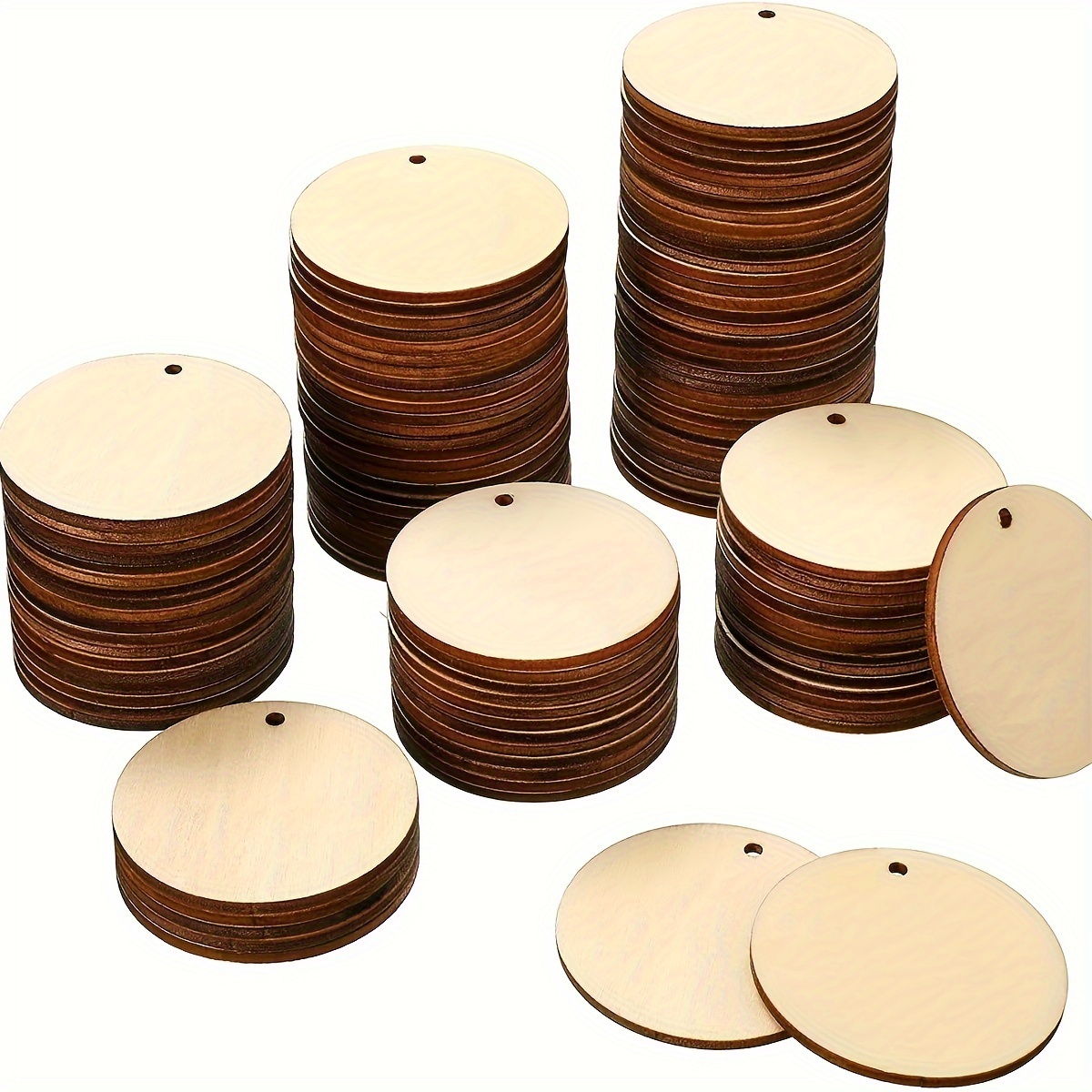 

50pcs 38mm/1.5inch Wooden Cutouts For Diy Christmas Blank Ornaments Pendants Slices Decor Supplies