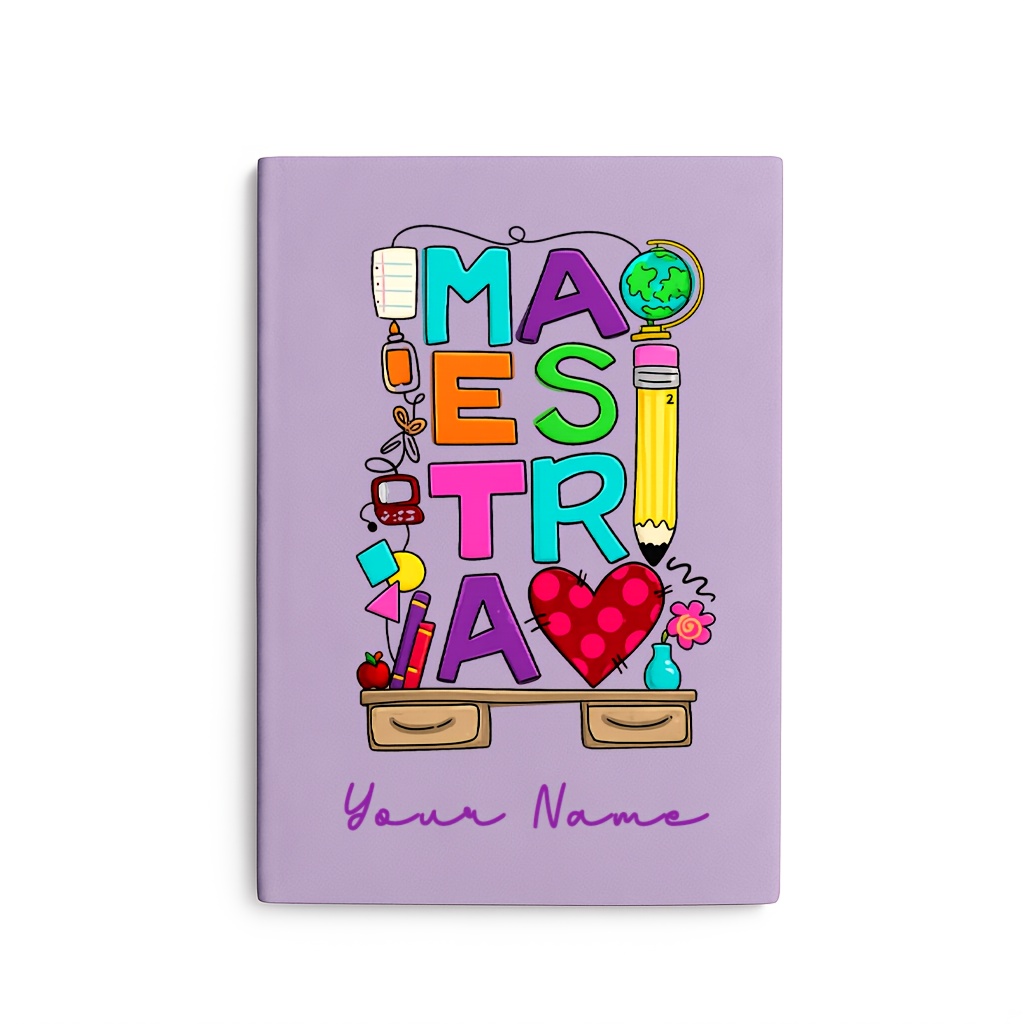 1pc Cuaderno A5 de Estudiante con Tapa Blanda y Diseño de Impresión de Personalizado '' - Ilustraciones Coloridas,…: retailer-supplied image