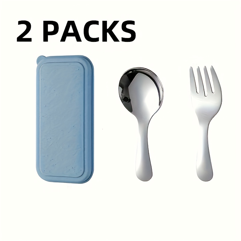 set of 6pcs   packs of 304 stainless steel cutlery with a case convenient fork and spoon set ideal for   travel and picnics versatile round headed utensils suitable for ice cream cake fruit and as a festival gift Product details 3