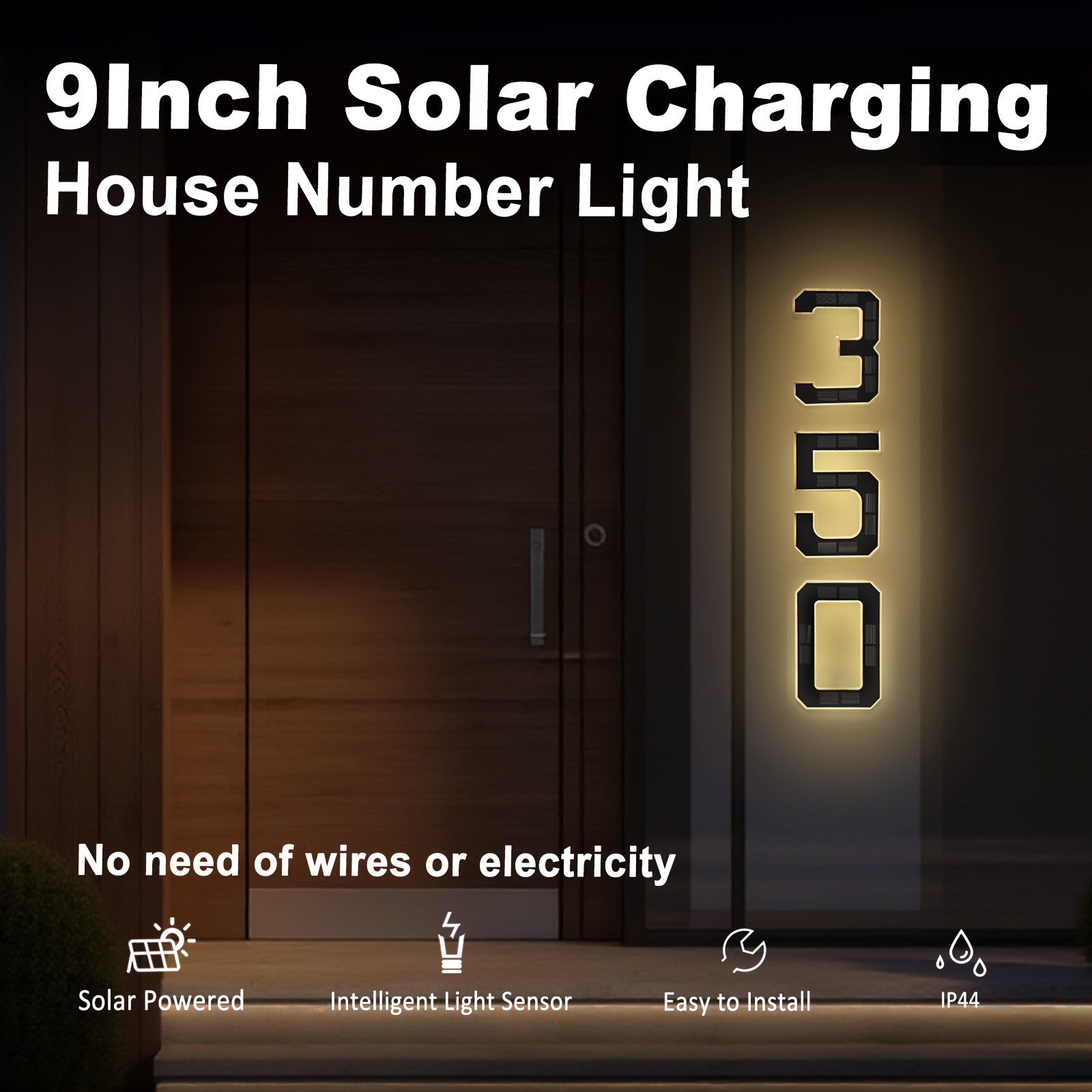 1500mah 9 inch solar   sign ip44 house number light   led lights   for home courtyard garden and shopping mall entrance