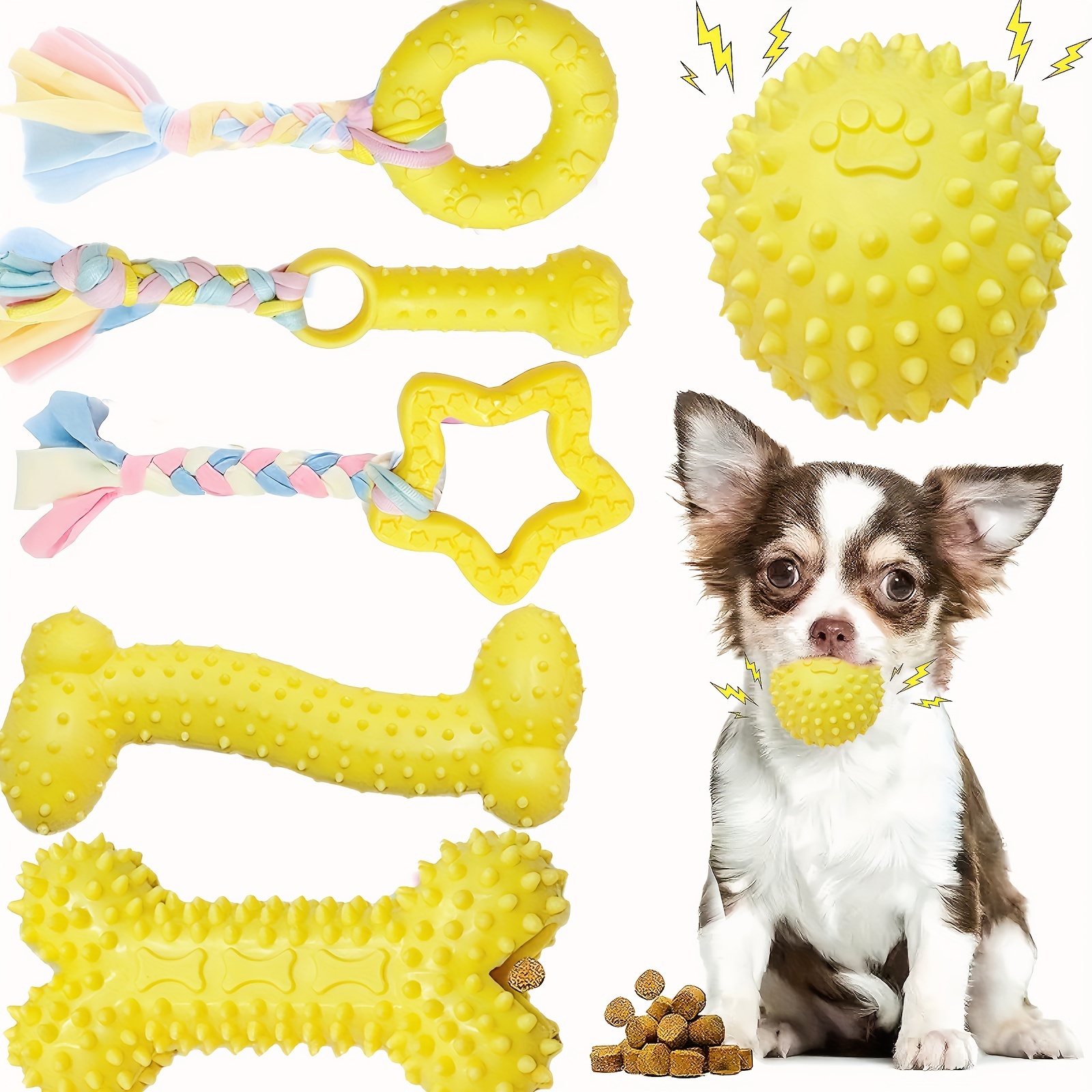 

6 Pack Dog Chew Toys Puppy Toys, Yellow Small Dog Teething Toys, Soft Interactive Toys For Puppies