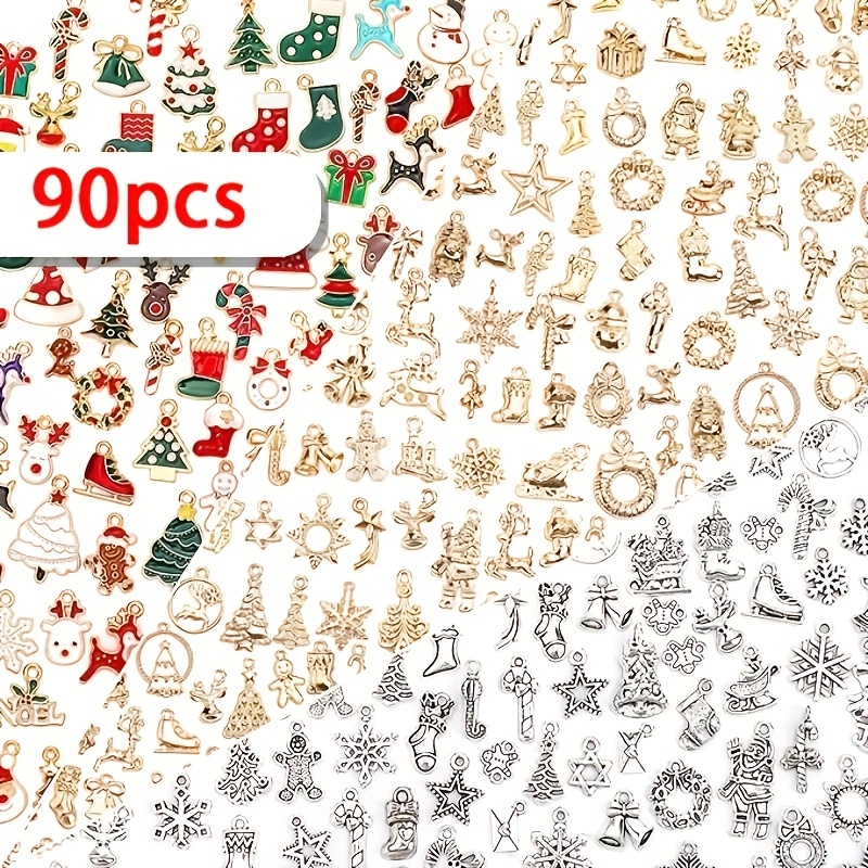 TEMU 45/90pcs Random Styles Christmas Series Alloy Enamel Charms For Craft Making Keychains, Key Fob Additions Decoration And Personalized Socks
