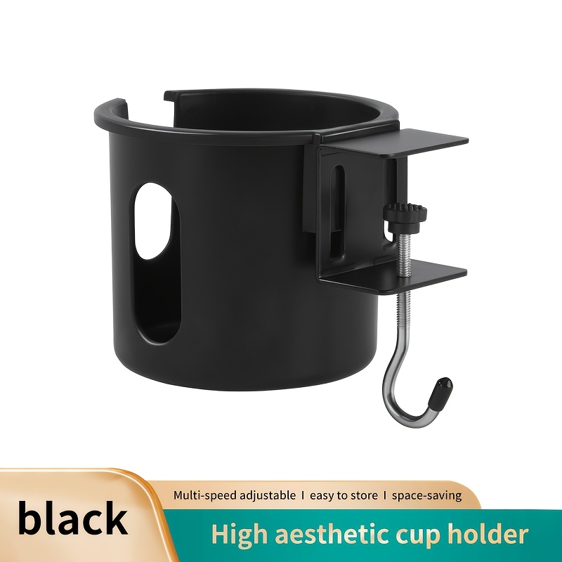 TEMU Desktop Drink Cup Holder, No Drilling Required, Adjustable, Non-slip Tray With Hook, Desktop Storage Organizer