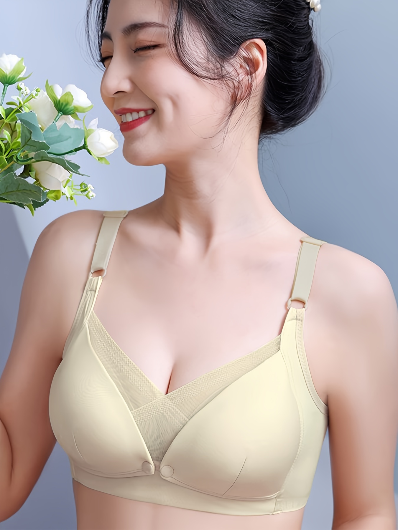 Ribbed Plunge Bras Comfy Breathable Intimates Bra Women's - Temu Canada