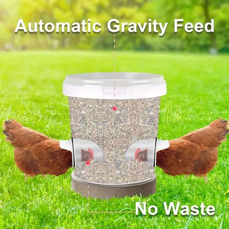 3 5 packs plastic chicken feeder kit automatic poultry feeding system with no waste spill design diy gravity feeder set for garden chickens ducks white 5 51x3 54in details 2