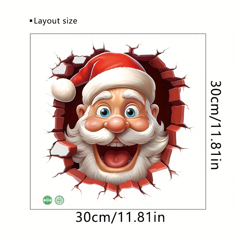 1pc 3d Santa Claus Wall Hole Toilet Water Tank Stickers, Used For Bathroom Door Stickers, Wall Stickers, To Your House