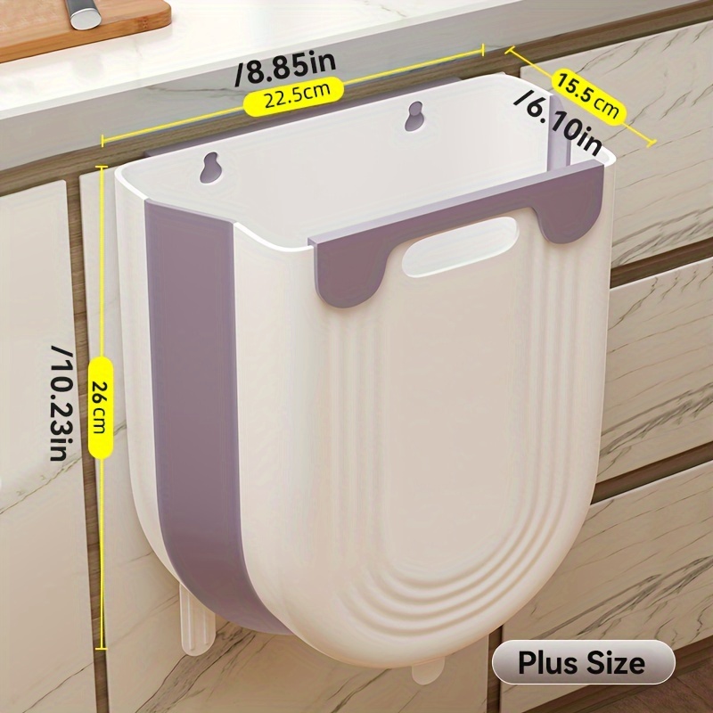 Image of 1pc Foldable Kitchen Large Size Trash Can - Large Capacity, Easy Cabinet Mount, No-bend Design For Home