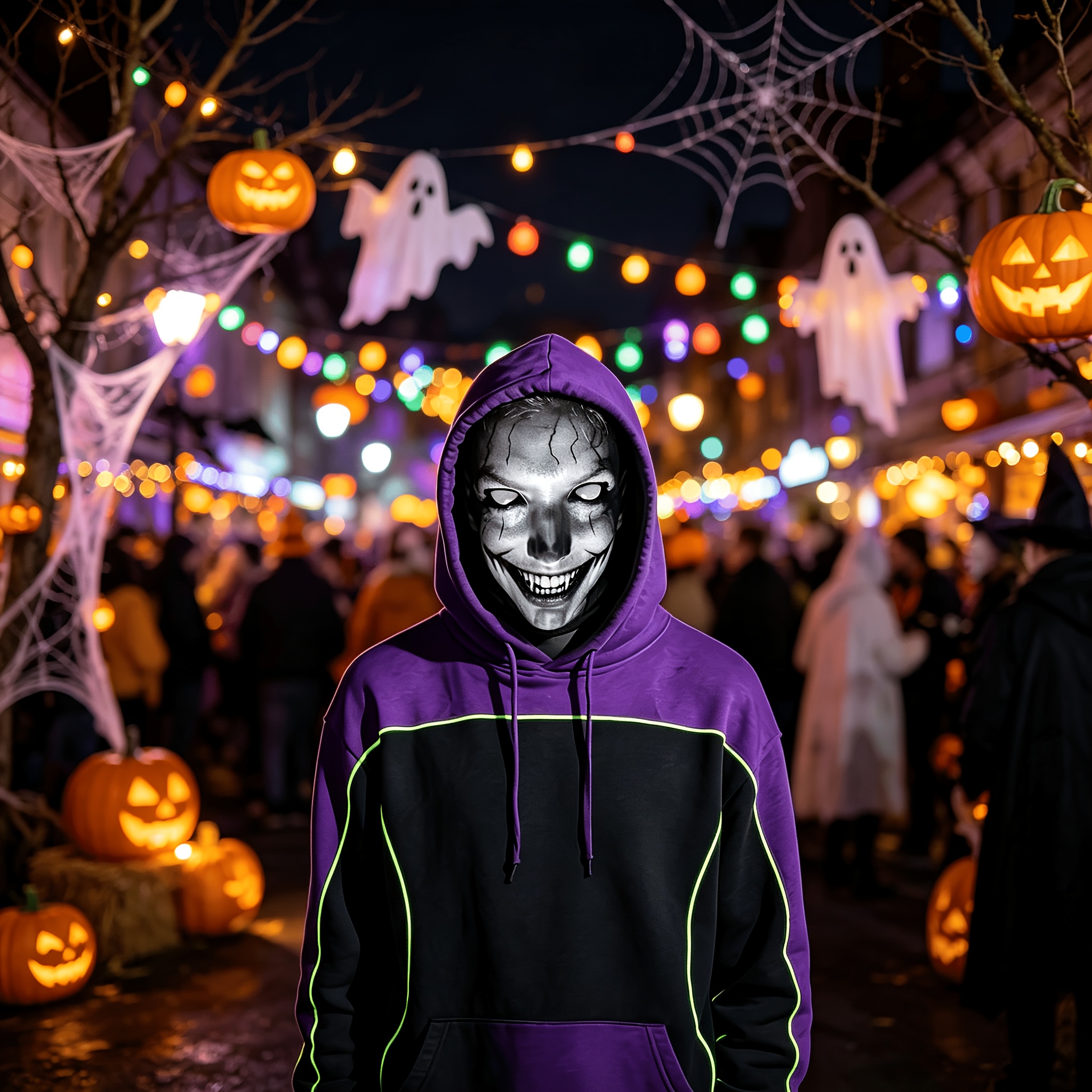 Pale Grinning Face Mask, Halloween Costume Prop