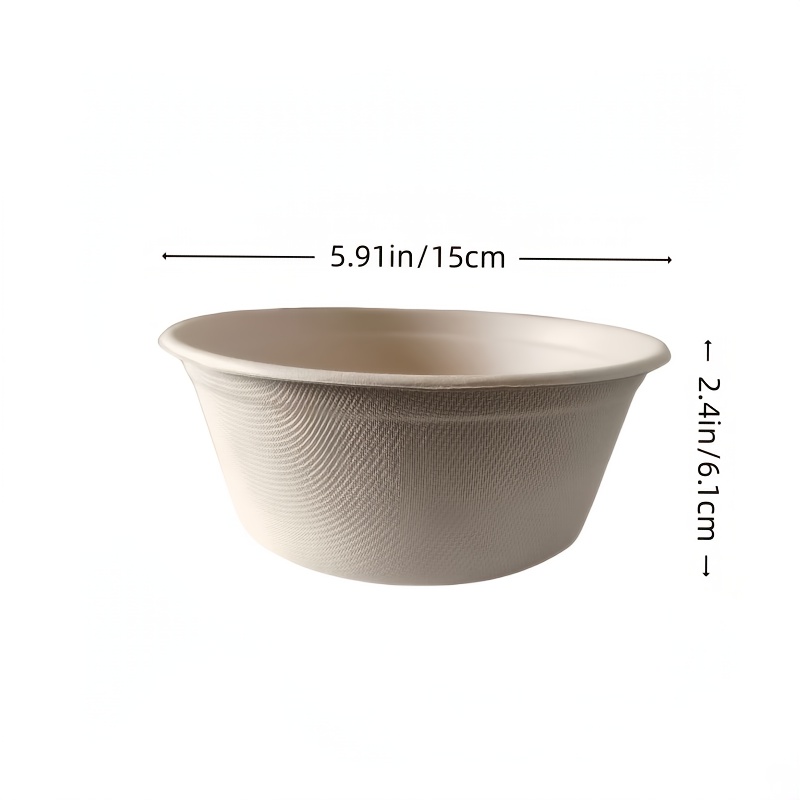 Image of 50pcs Disposable Paper Bowls, Made From Sugarcane , Ideal For Parties, Catering, Weddings, And Kitchen Use