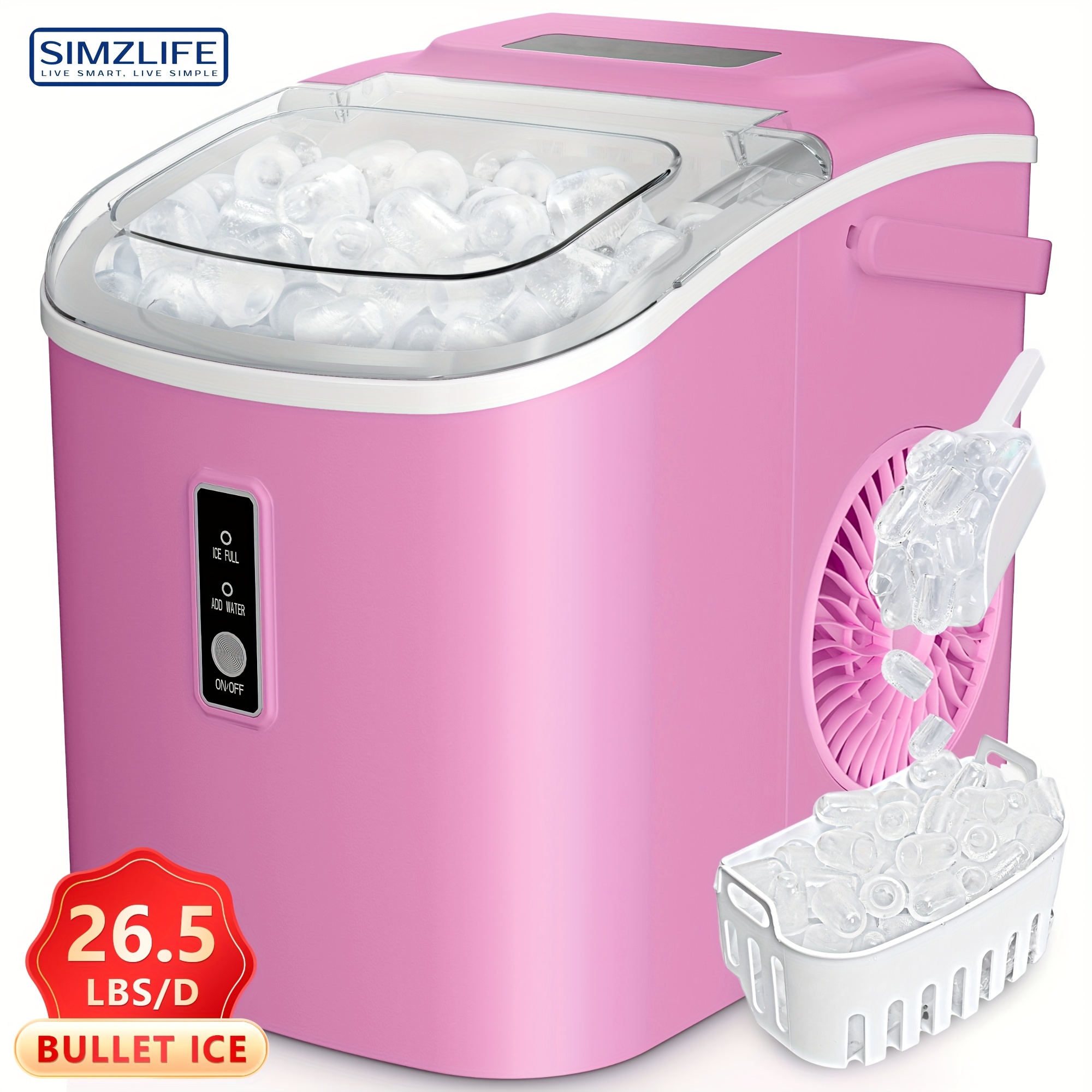 Huloretions Commercial Ice Maker Machine,100lbs/24H 33lbs Ice Storage Capacity Stainless Steel Freestanding Counter Ice Maker 2 Water Inlet Modes Sel