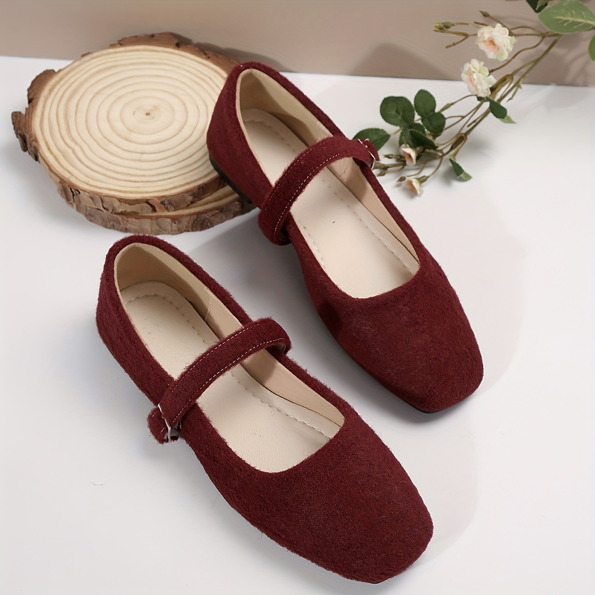 TEMU Chaussures plates et douces à bout carré , polyvalentes, d'automne et d'hiver, chaussures plates rétro à une bride pour femmes, chaussures pour