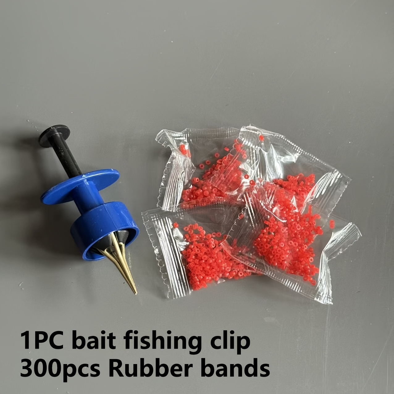 TEMU 1 pince à appât de pêche et 300 élastiques, sangles d'appât de ver à à , adaptées pour fixer les billes en caoutchouc en granulés solides,