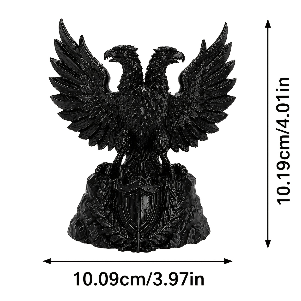 TEMU Matte Black Rock Base Double-headed Eagle Sculpture Ornament, Plastic Material Art Ornament, Desktop Sculpture Decoration, Home Office Bookshelf