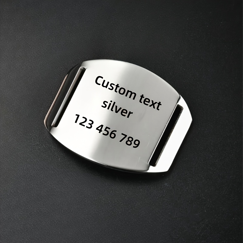 TEMU [customized] Stainless Steel Pet 4.6*3.6cm Dog Collar Curved Tag Slider Suitable For Pet Dog Diy Personalized Nameplate Lettering Tag Anti-lost