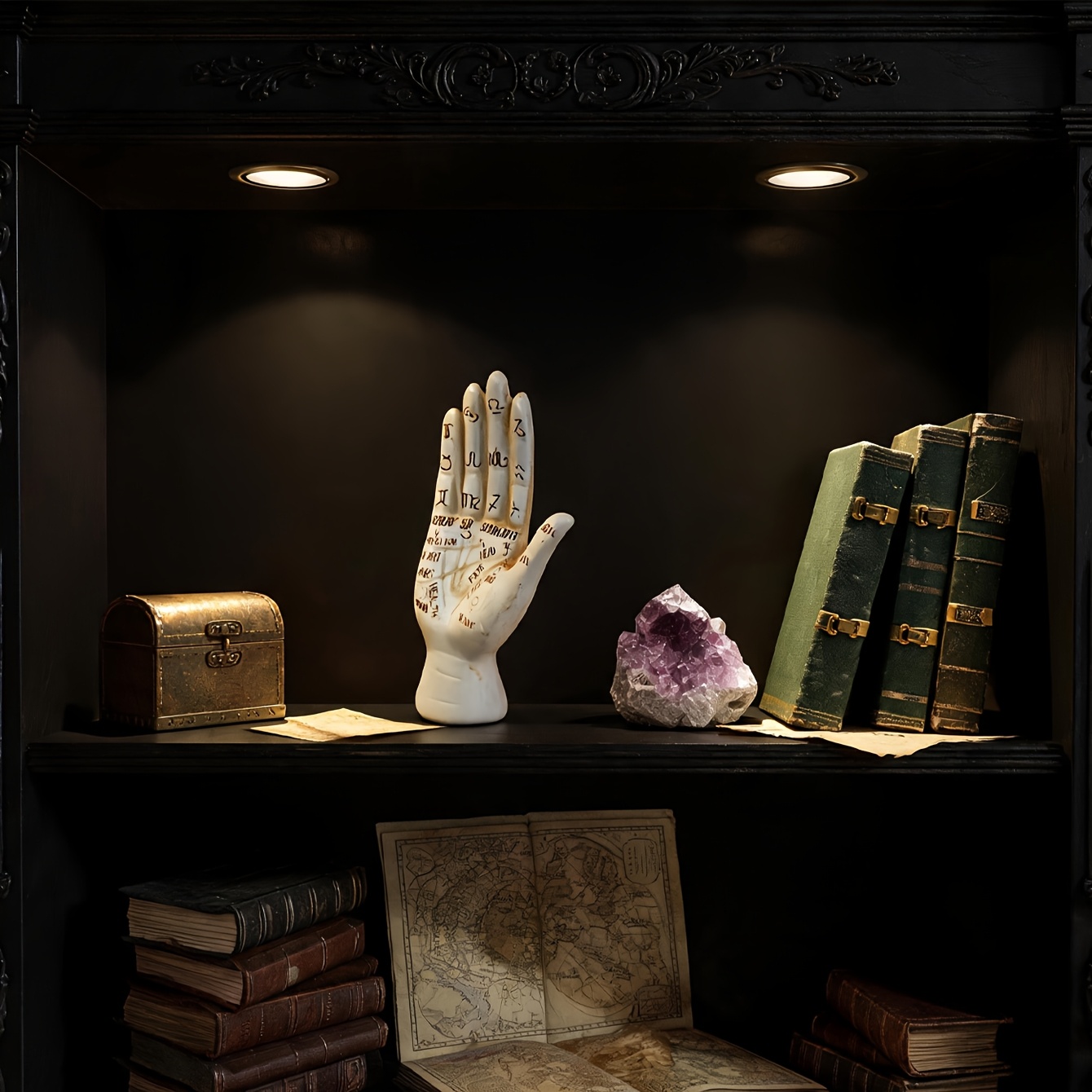 TEMU 1pc Collectible Figurines Mysterious Retro Hand Sculpture, With Zodiac Constellation Patterns, Hand-painted Resin Sculpture, Gothic Home Decor,
