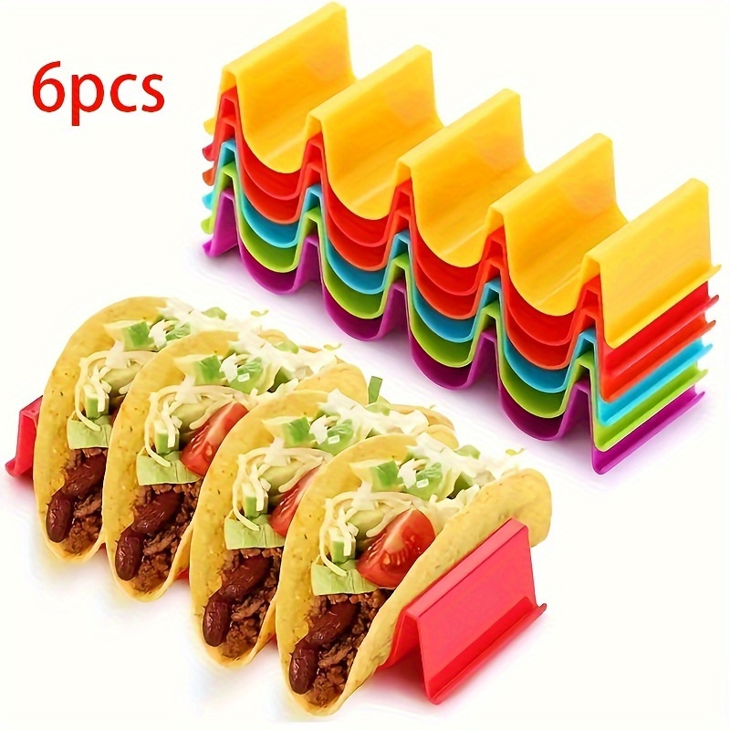 

6 Pack Taco Holders - Large, Sturdy Pp Material, Holds 2-3 Tacos , Dishwasher And Microwave Safe - And Parties