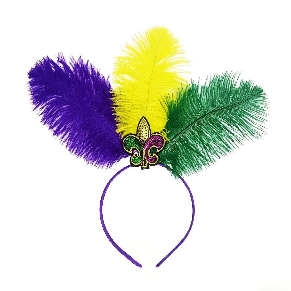 TEMU A New Orleans Carnival-themed Feather Headband Featuring -color , Carnival-themed Cosplay, Music Festivals, Parties, Photo Shoots, Mother's Day