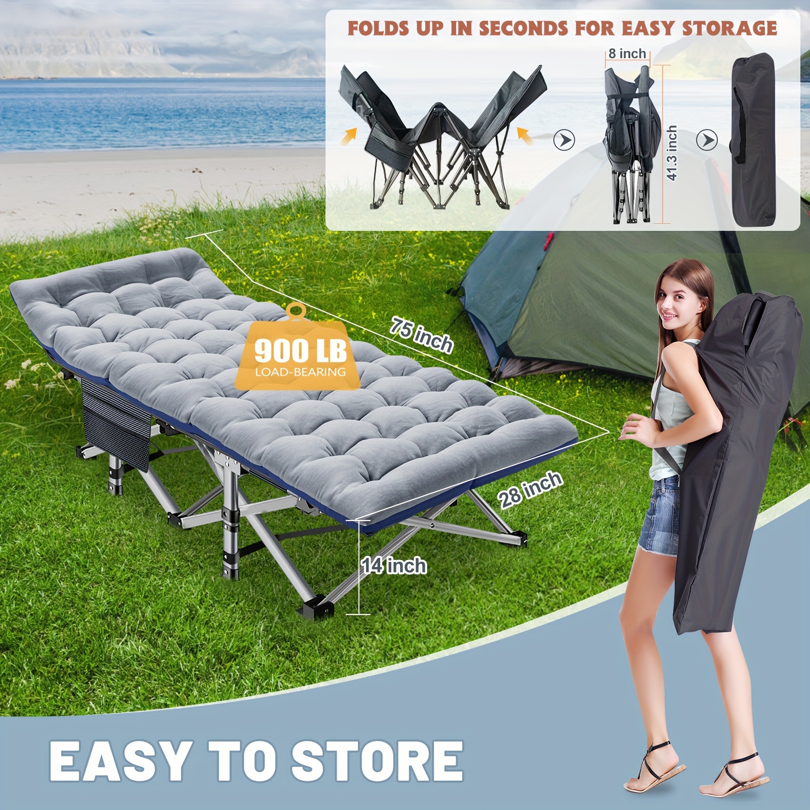 SoBuy Lit Camping Pliable Aluminium Avec Toit Anti-UV Et Matelas Int Gr 2 Personnes Gris~4251388617106 01c Mp