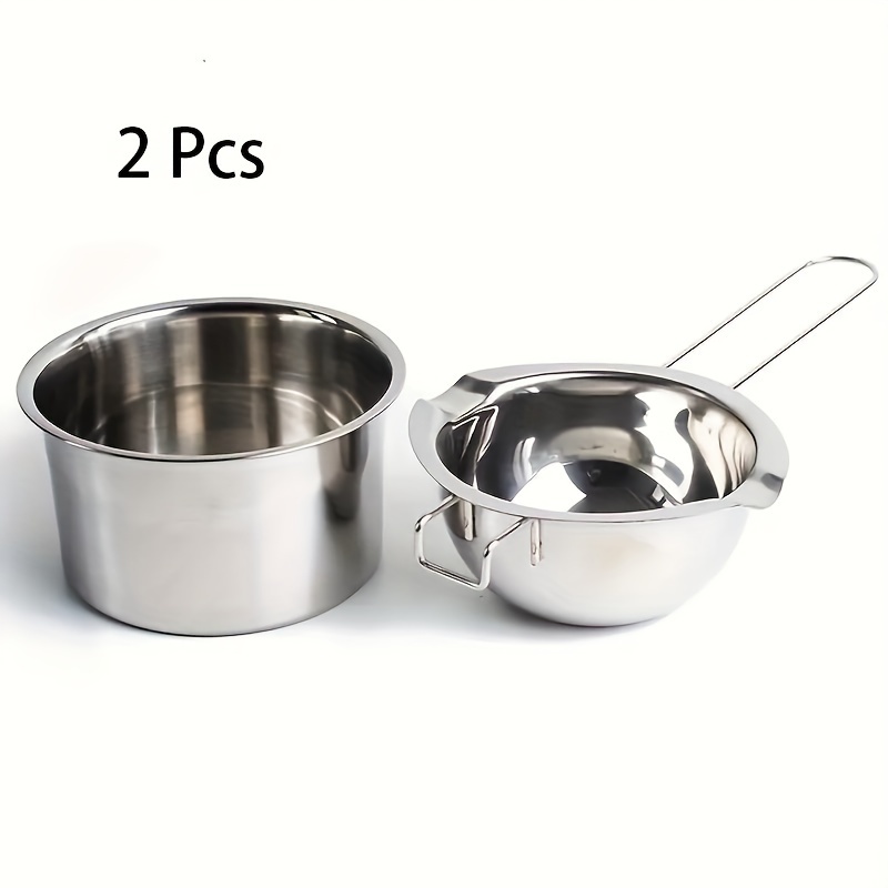 

1/2pcs, Stainless Steel Melting Pot With Heat-resistant Handle For Chocolate, Cheese, And Candle Making, Home Baking Tool, Kitchen Gadget