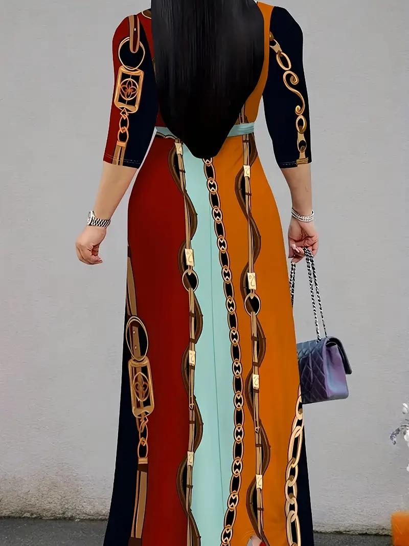 1pc elegant v neck printed dress women polyester 89 elastane - Temu Saudi Arabia 1pc elegant v neck printed dress women polyester 89 elastane - Temu Saudi Arabia