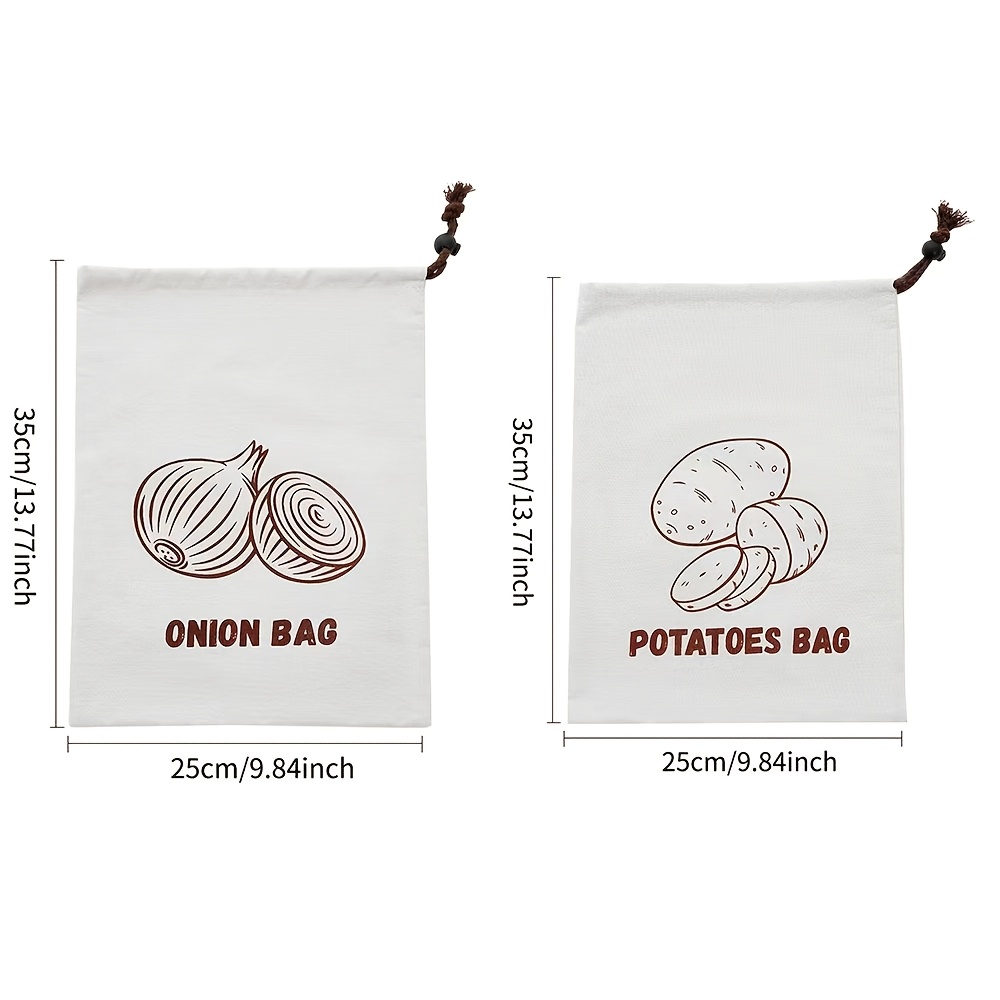 TEMU 2pcs Reusable Non-food Contact Vegetable Storage Bags Suitable For Onion Potato Freshness Preservation, Drawstring Closure Rectangular Bags For