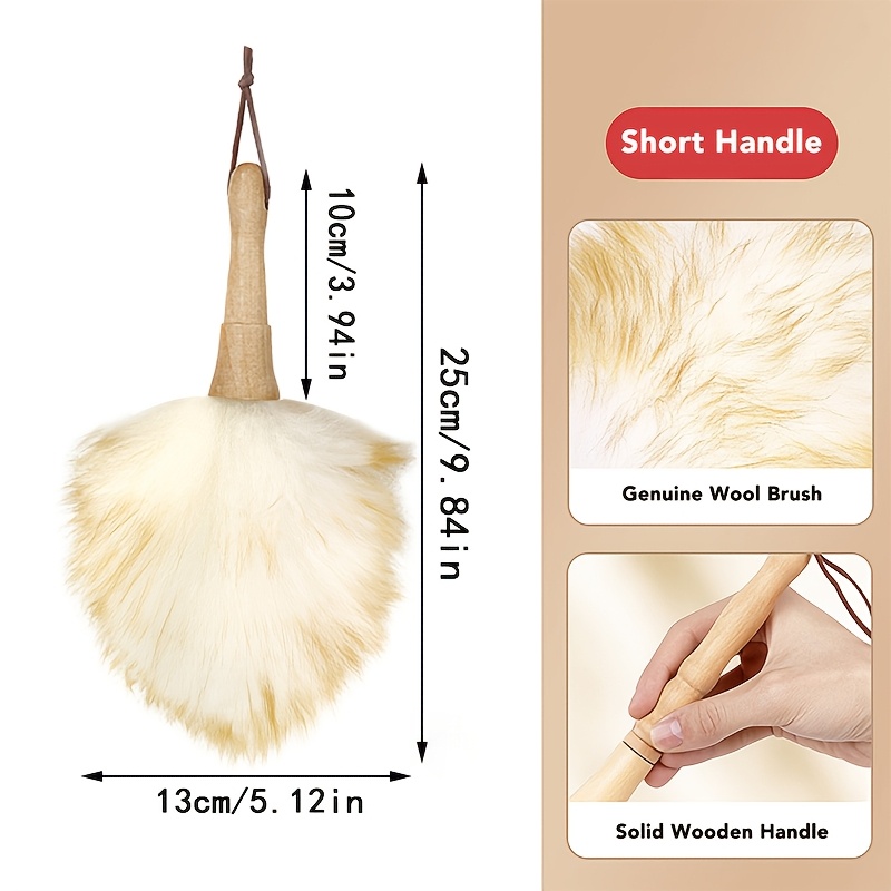 Image of A Wool Dust Collector, Wooden Handle Dust Removal Cleaning Brush, Desktop Broom, Wooden Handle Small Dust Removal Tool, Household Cleaning Tool, Suitable For Car, Office And Living Room Dust Removal.
