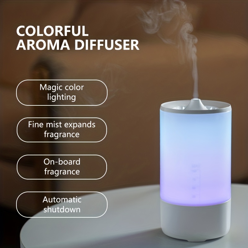 Essential Oil Diffuser Humidifier for Use, Silent Operation with Visible Water Level Indicator 7-color Magic Lights, USB Interface, Automatic Power-off Protection Ideal for Offices/bedrooms/dorms/RV