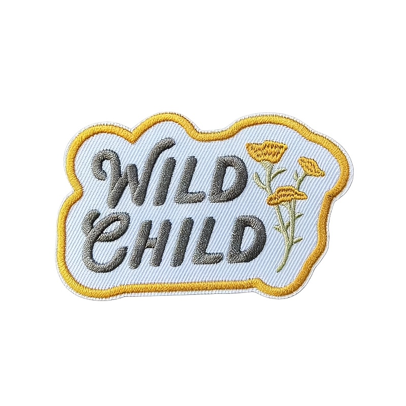 TEMU 1pc Embroidered Iron On Patch, Boho Vintage Letter Floral Applique Patches, Diy Sew/iron On Decorative Badge For Denim Jacket Jeans Backpack Hat