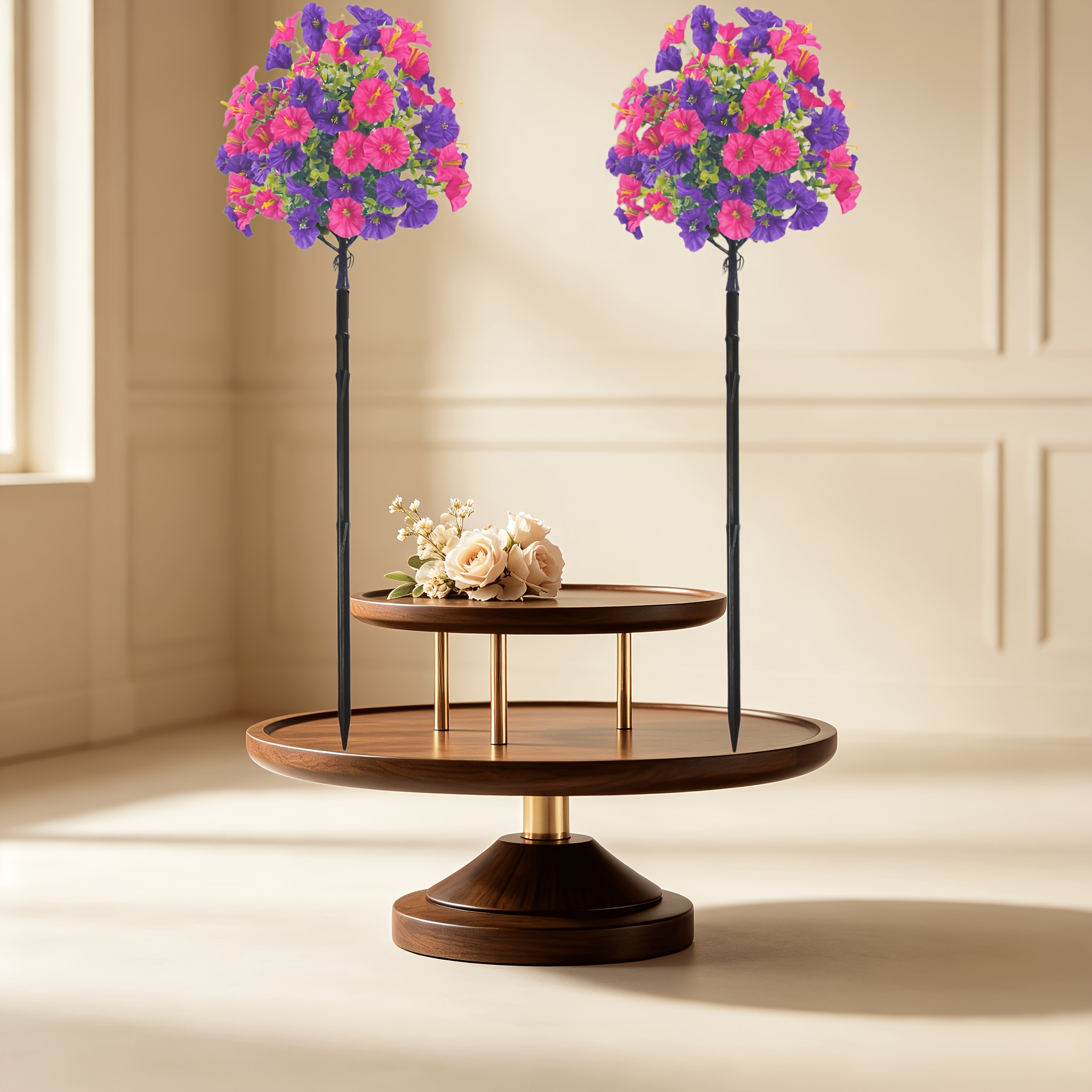 TEMU 2pcs 80Cm/31.49In Grandes Bandes Décoratives Extérieures Bicolores de avec Tiges de Fixation - Bouquet de Feuilles Vertes Réalistes, Convient