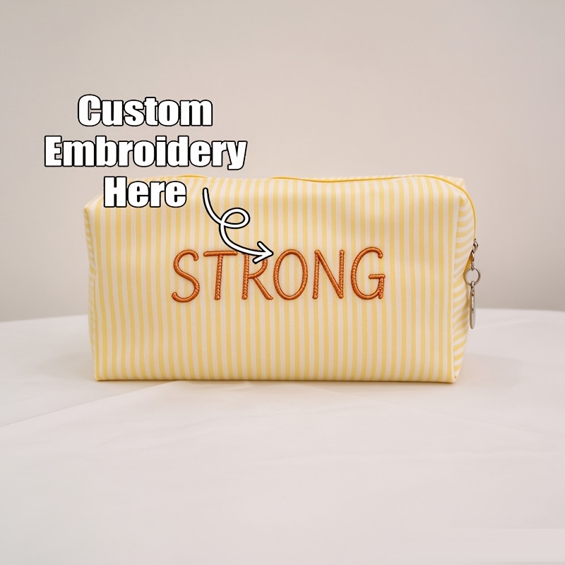 TEMU Neceser de viaje personalizado con bordado, bolsa de almacenamiento de cosméticos, organizador de , para regalos de Halloween, Navidad y