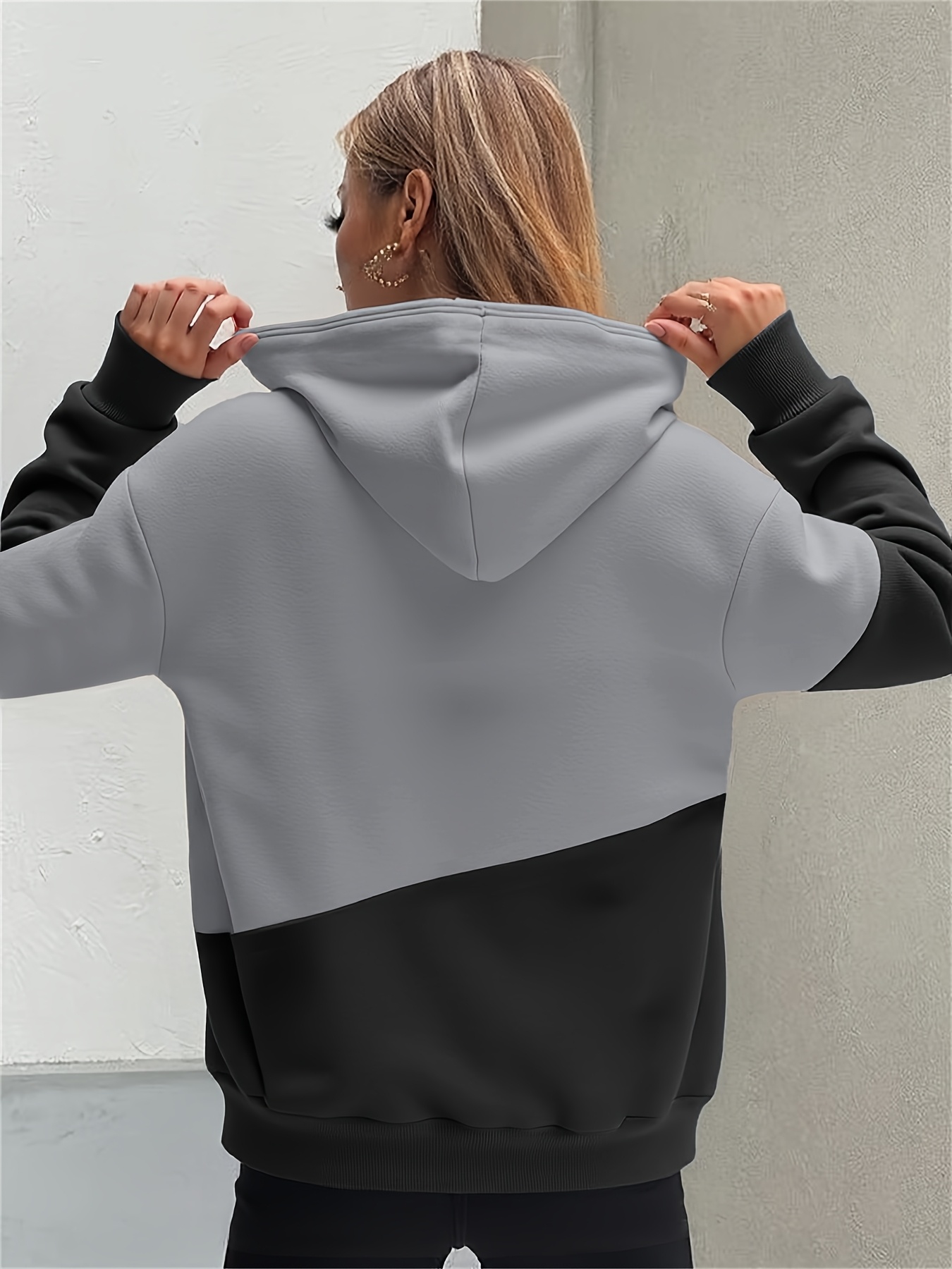 women's color block hooded sweatshirt italy letter Temu Bahrain