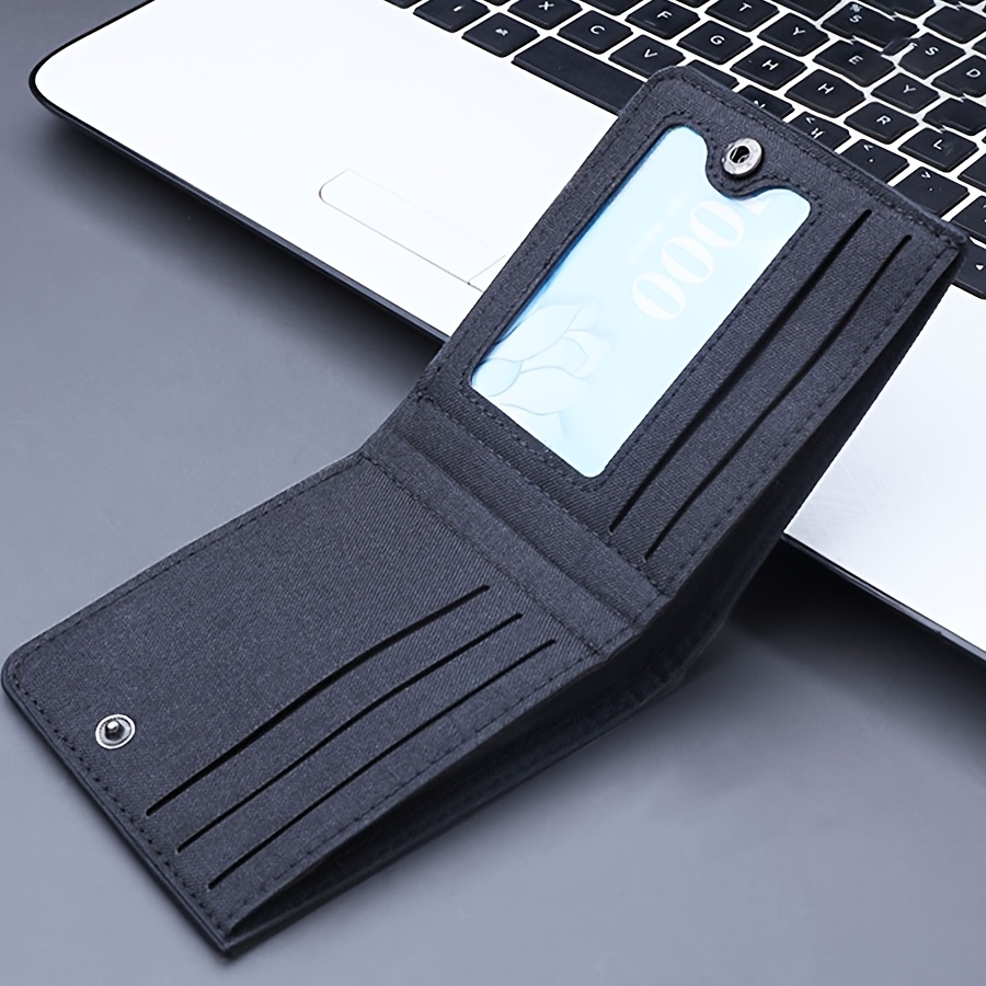 1 billetera de lona para hombre con estampado de dinosaurio, diseño casual de doble pliegue, ligera con cierre de presión, forrada de poliéster, varias ranuras para tarjetas y bolsillo para monedas, estampado de animal a la moda, ideal regalo para él