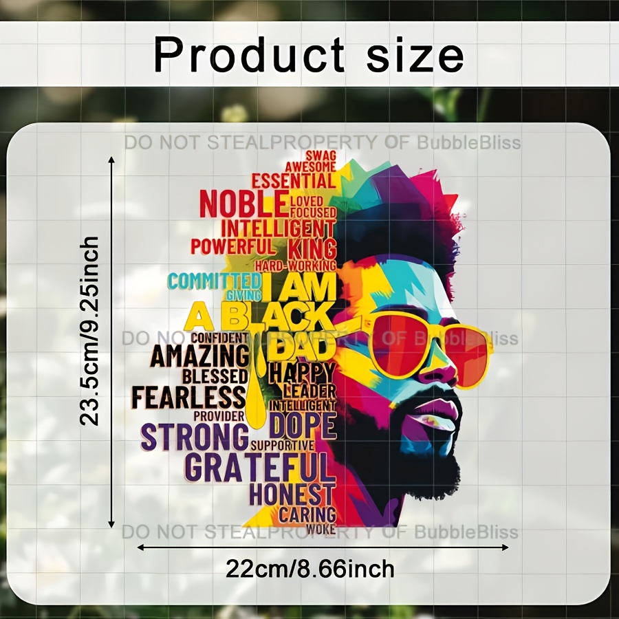 TEMU 4pcs Durable And Washable Heat Transfer Vinyl Stickers With Fun Patterns For 19th And Father's Day, Suitable For Projects Like Pillows,