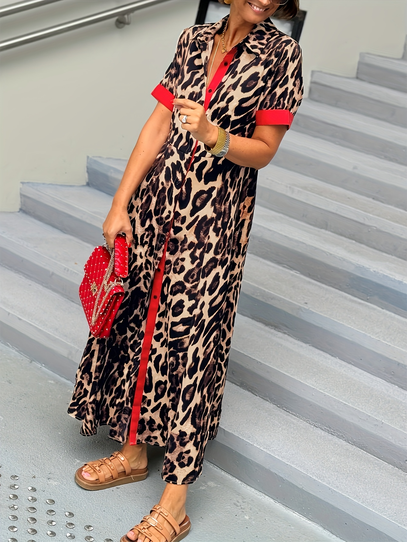 open lace back dress ON HOLIDAY LEOPARD PRINT VELVET MAXI DRESS WITH SCARF IN RED – AKIRA main image 0