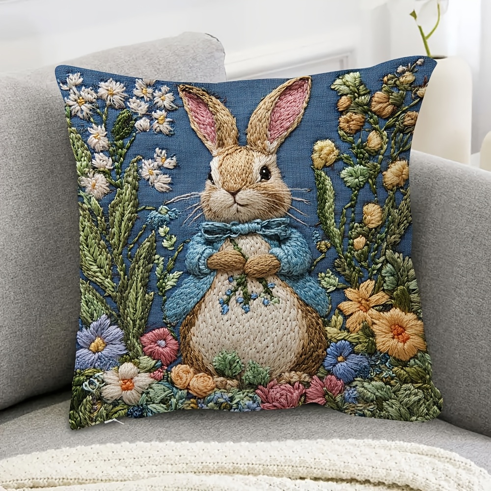 

1pc & Decorative Pillow Cover 18x18" - Cozy Short Plush, Double-sided Embroidery- With Zip Closure, Ideal For Bedroom & Living Room Decor (no Insert), Pillows For Bed