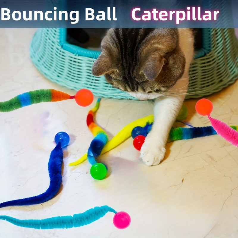 

3pcs Engaging Cat Wiggle Worm Toys - Colorful Bouncing Fun For Indoor Playtime - Interactive Puzzle Teaser For Feline Delight - Durable Elastic Cat Supplies