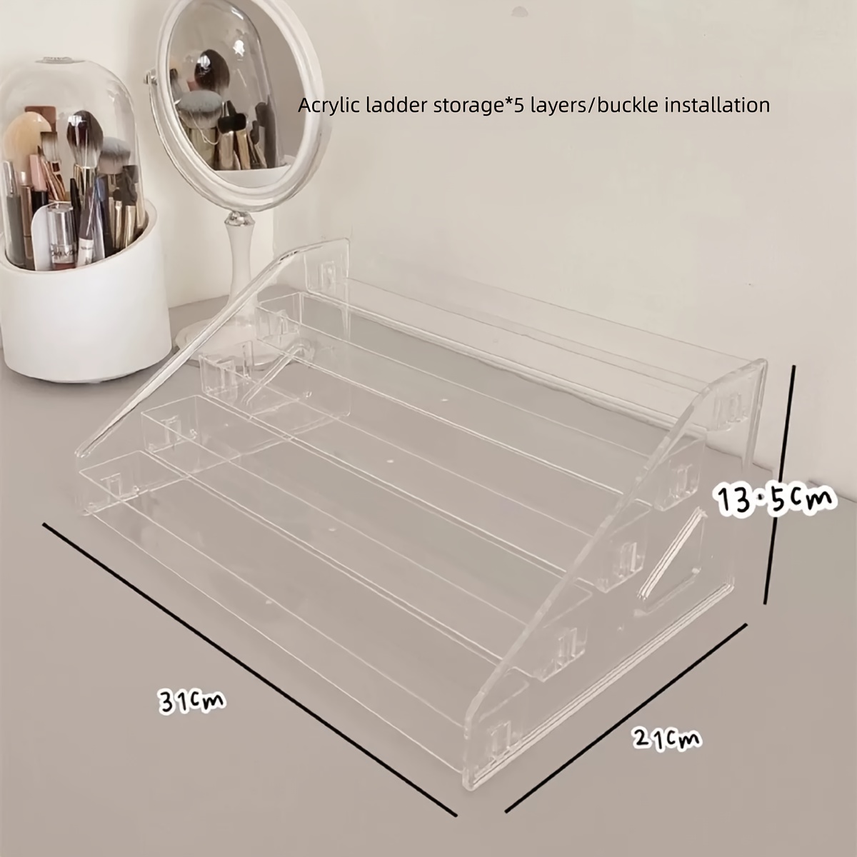 clear acrylic makeup organizer for desk lightweight polished   multi compartment storage for cosmetics lipsticks eyeshadows brushes   for easy visibility makeup vanity desk   durable construction Product details 3