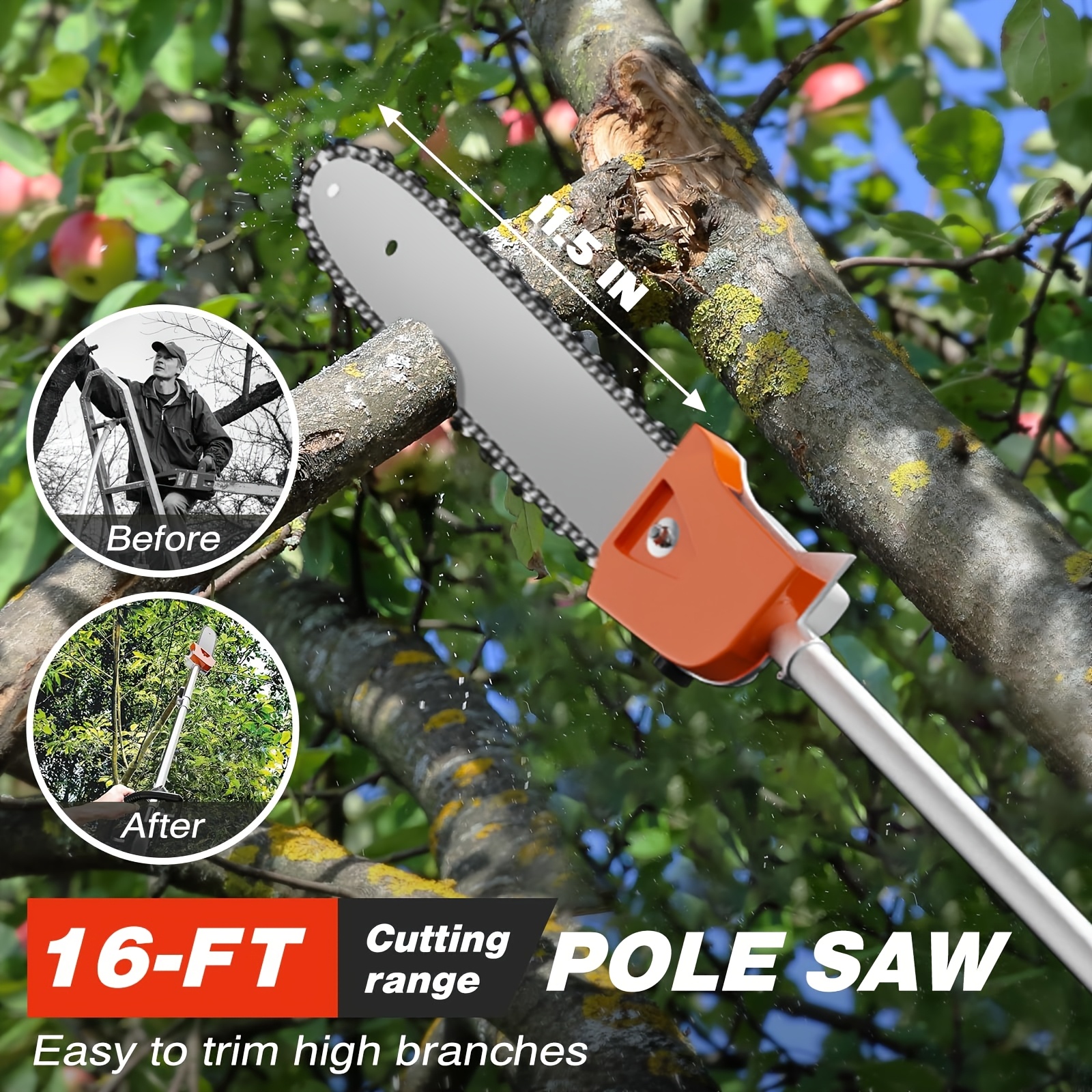 52cc 6 in 1 gas powered eater hedge trimmer pole saw - Temu