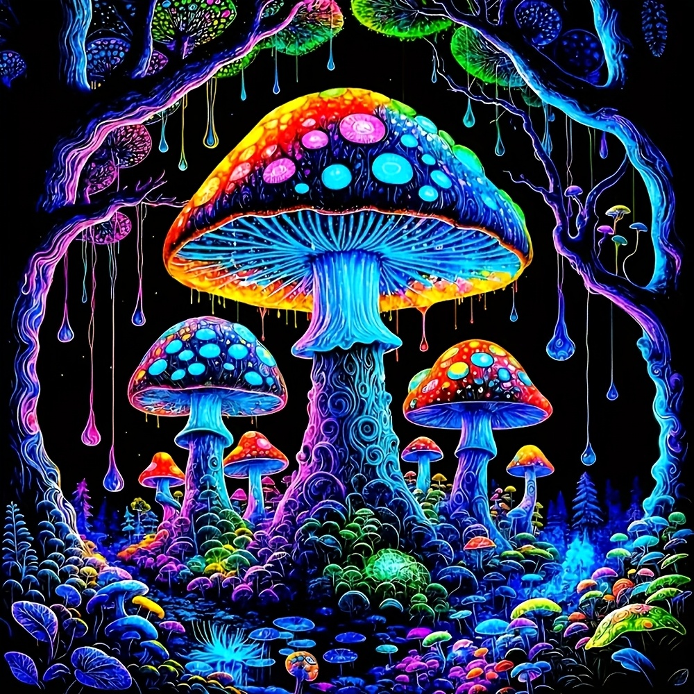 TEMU 1 Set - Mushroom Theme Cross Stitch Painting Kit, Needle And Thread Sewing Supplies, 11ct Cross Stitch Decorative Craft, Creative Handmade,