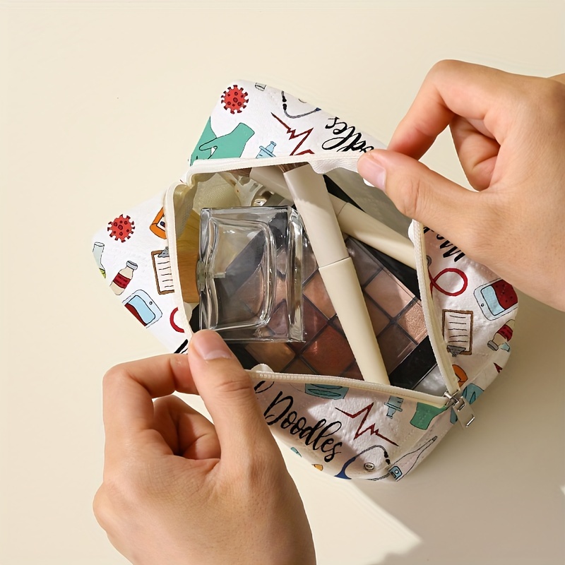 device printed pattern makeup bag portable zipper closure Temu