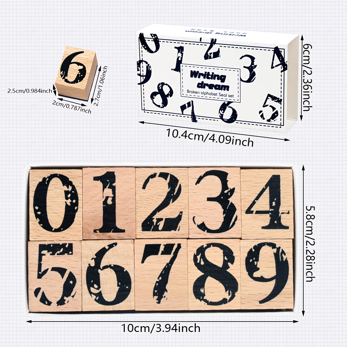 Image of 10pcs Vintage Wooden Number Stamps For Diy Crafts, Painting, Letters, Journals, Teaching, And Card Making