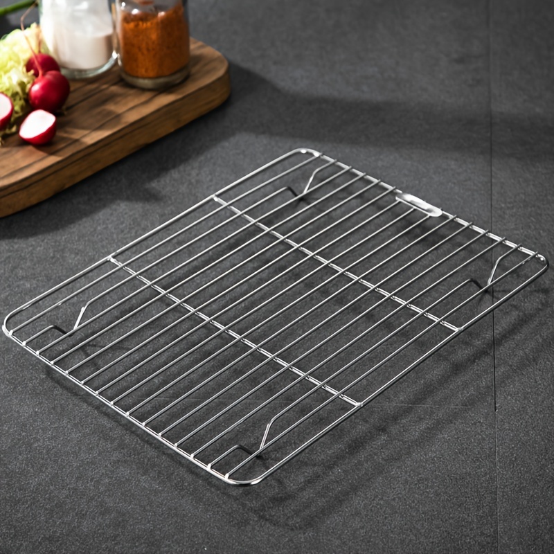 

4pcs, Cooling Racks, 7.3''x9.7'', Stainless Steel Drain Rack, For Bread, Cake, Chicken, Meat And More, Oven Accessories, Dishwasher Safe, Baking Tools, Kitchen Gadgets, Kitchen Accessories