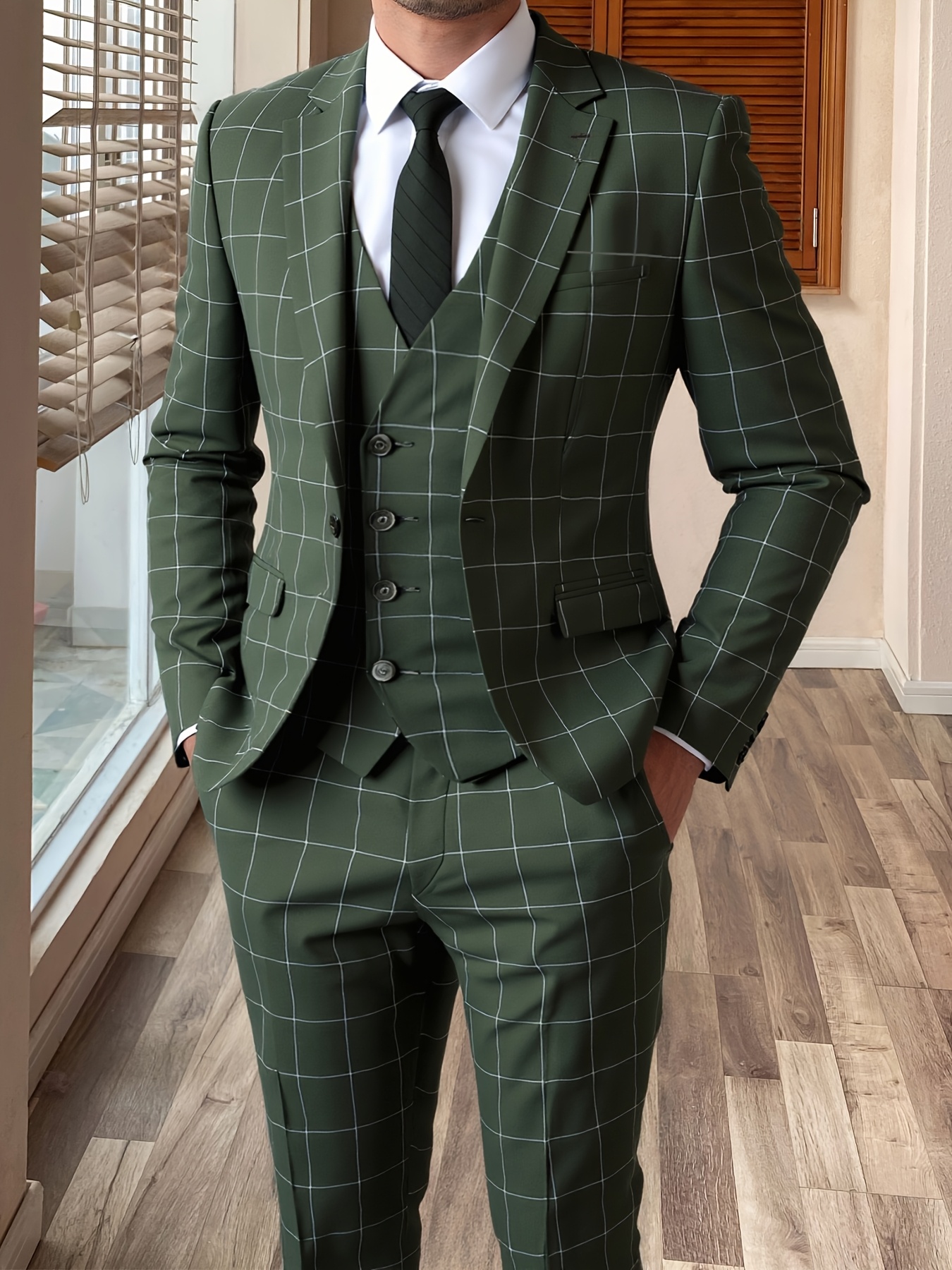 lime green ball dress Vintage-Style 3-Piece Gold Floral Jacquard Green Suit main image 1
