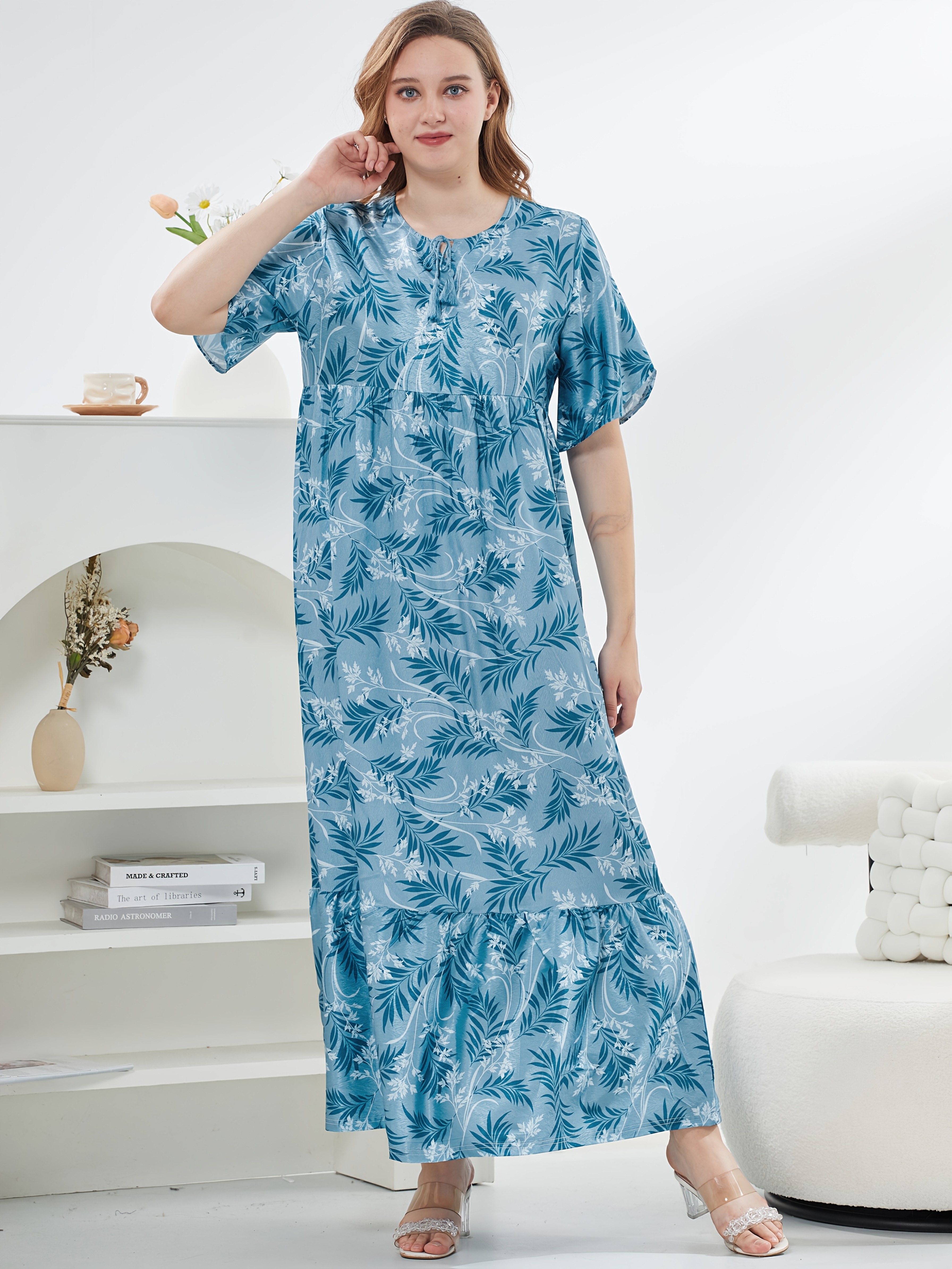 slim fit dress slacks Anntian Simple Dress Print F – Beklina main image 0