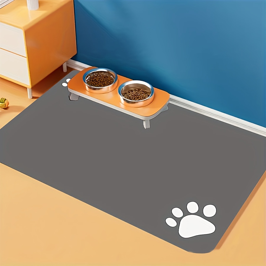 TEMU 1pc Cute Cartoon Dog Bowl Mat - Reusable, Quick-dry, Easy- Feeding Mat With Paw Print Design, Ideal For Indoor Use, Polyester Material, | Design| Mat, Pet Accessories